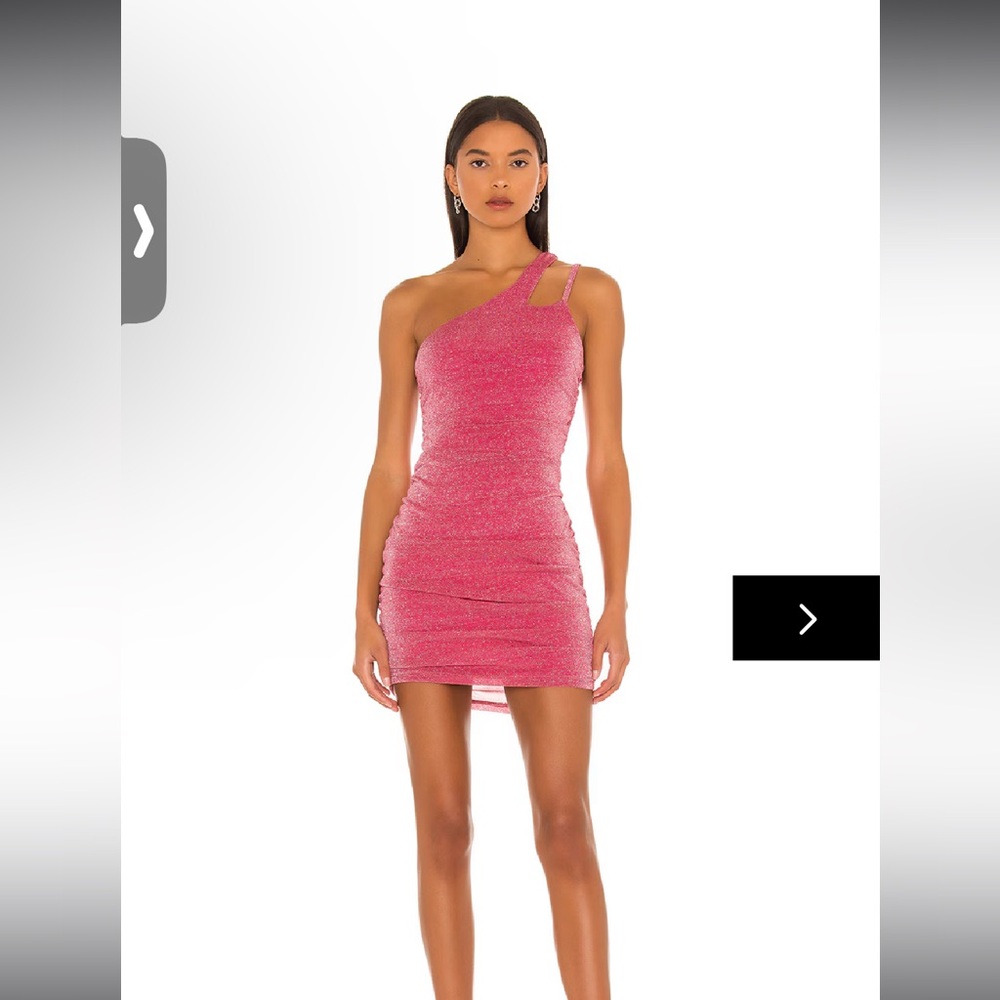 superdown jayden mini dress revolve pink sparkle ruched bodycon one shoulder